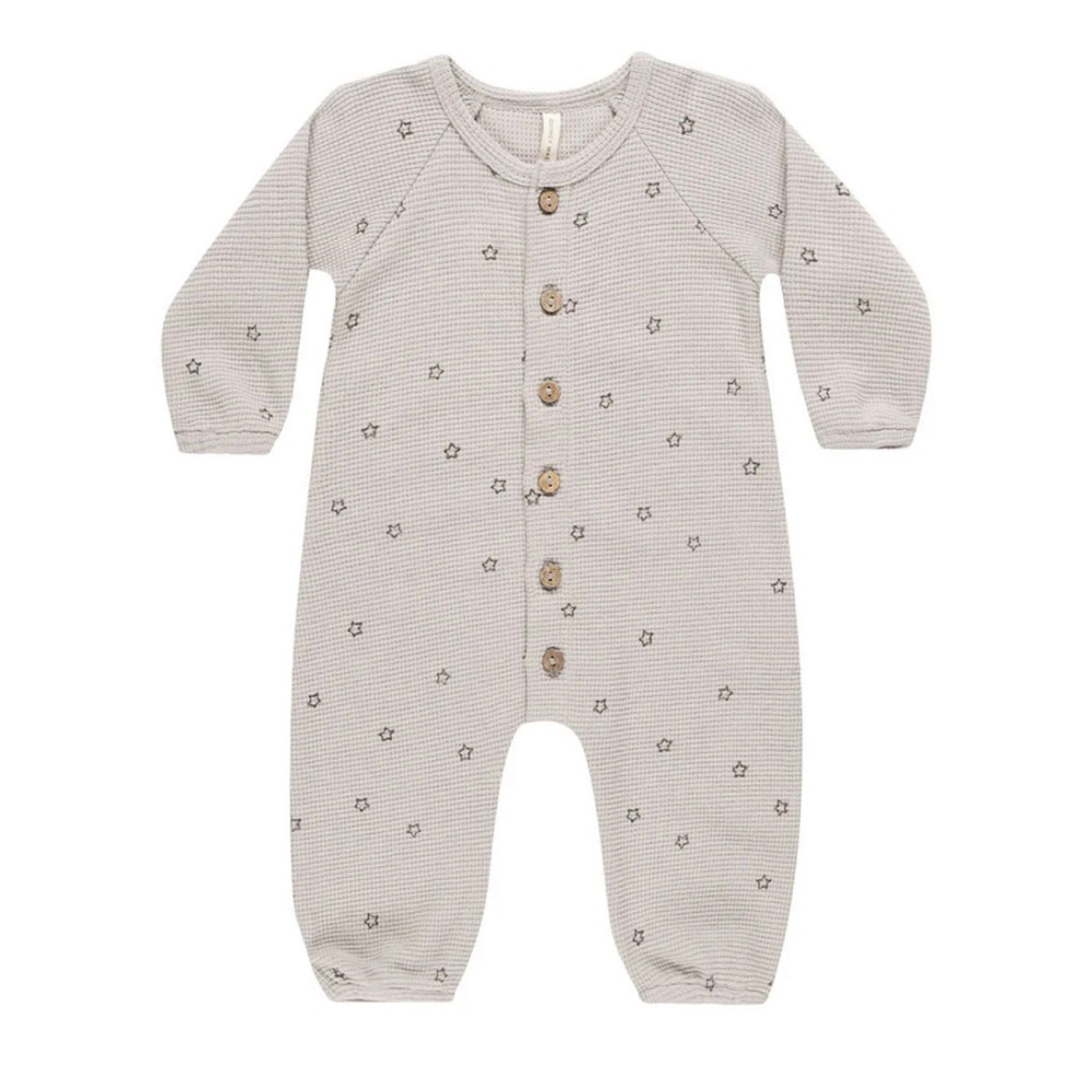 Quincy Mae Long Sleeve Waffle Jumpsuits Stars